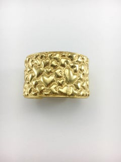 1980's Yves Saint Laurent Gold-Plated Heart Cuff Bracelet