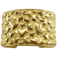 1980's Yves Saint Laurent Gold-Plated Heart Cuff Bracelet