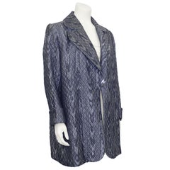 1980s Yves Saint Laurent Gunmetal Quilted Snakeskin Pattern Jacket