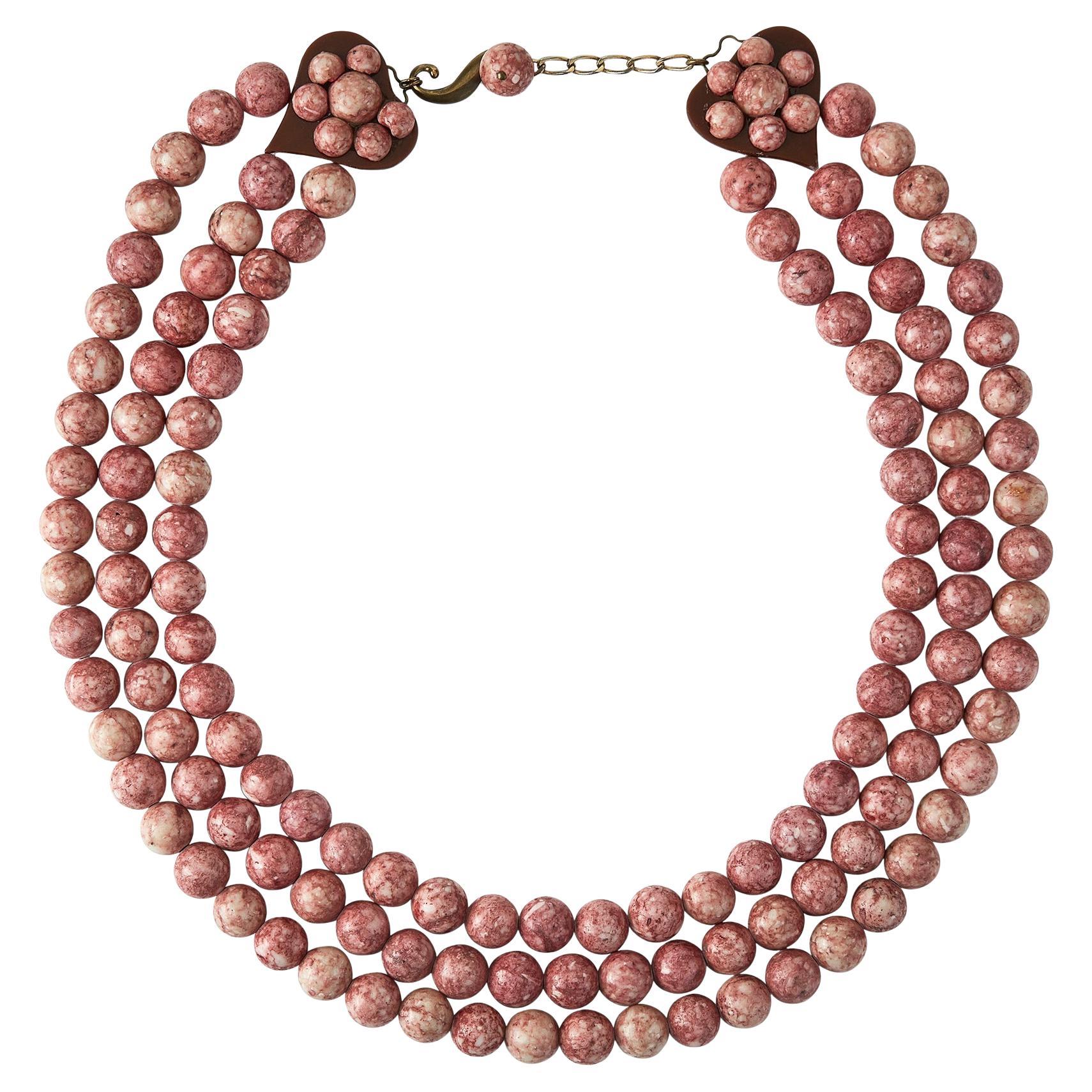 Collana di perline rosa Yves Saint Laurent Haute Couture degli anni '80 in vendita