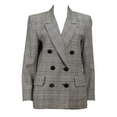 1980s Yves Saint Laurent Houndstooth Double Breasted Jacket