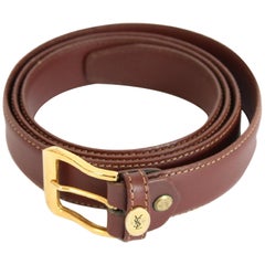 1980s Yves Saint Laurent Leather Brown Belt 