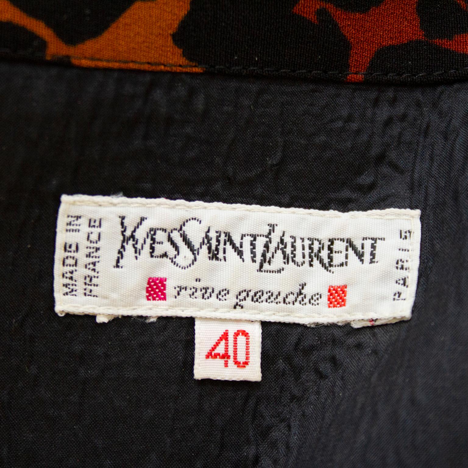 Women's 1980s Yves Saint Laurent Leopard/Giraffe Print Off The Shoulder Dress 
