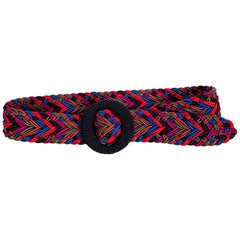 1980s Yves Saint Laurent Multicolored Passementerie Braided Belt YSL