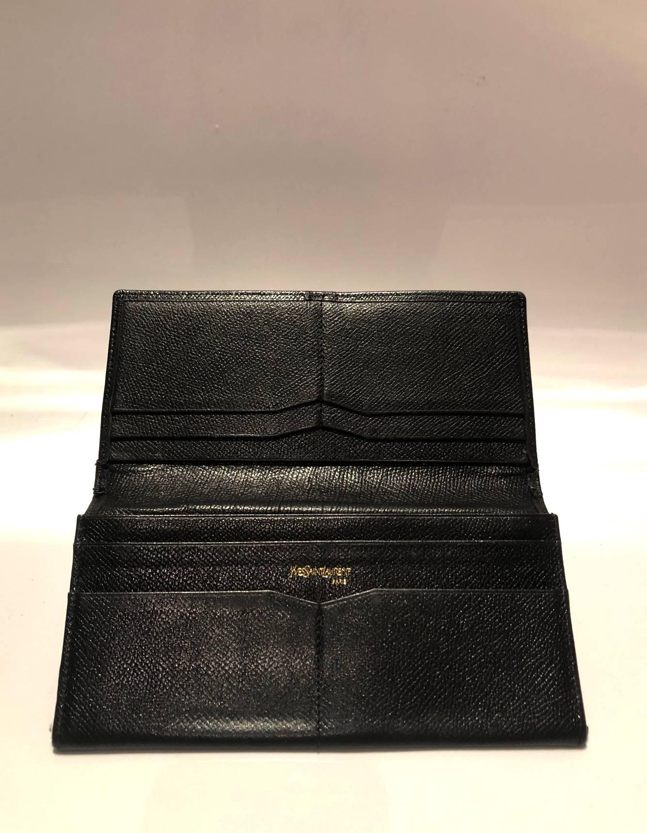 1980s Yves Saint Laurent Navy Blue Stud Wallet In Good Condition For Sale In London, GB
