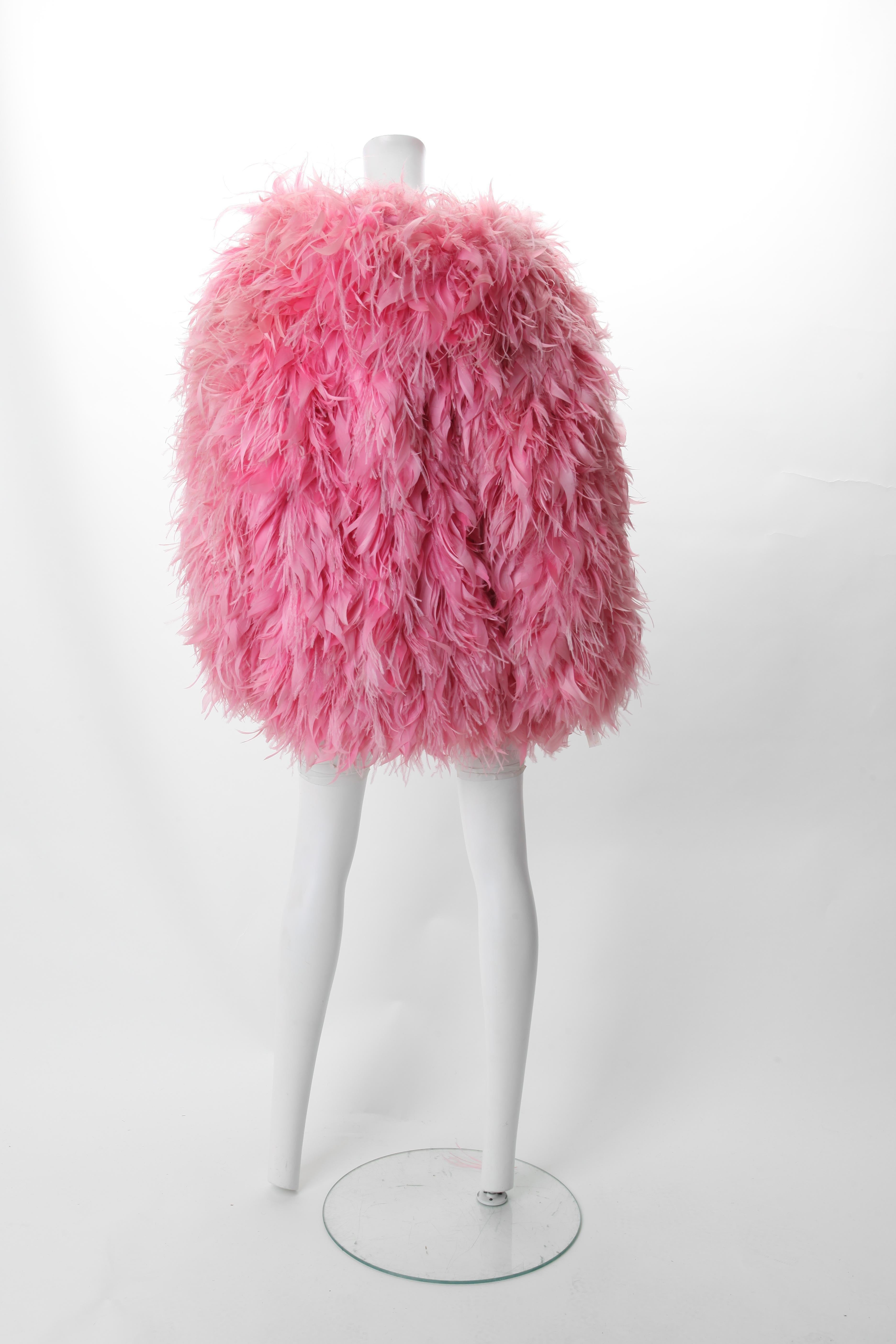 pink feather coat