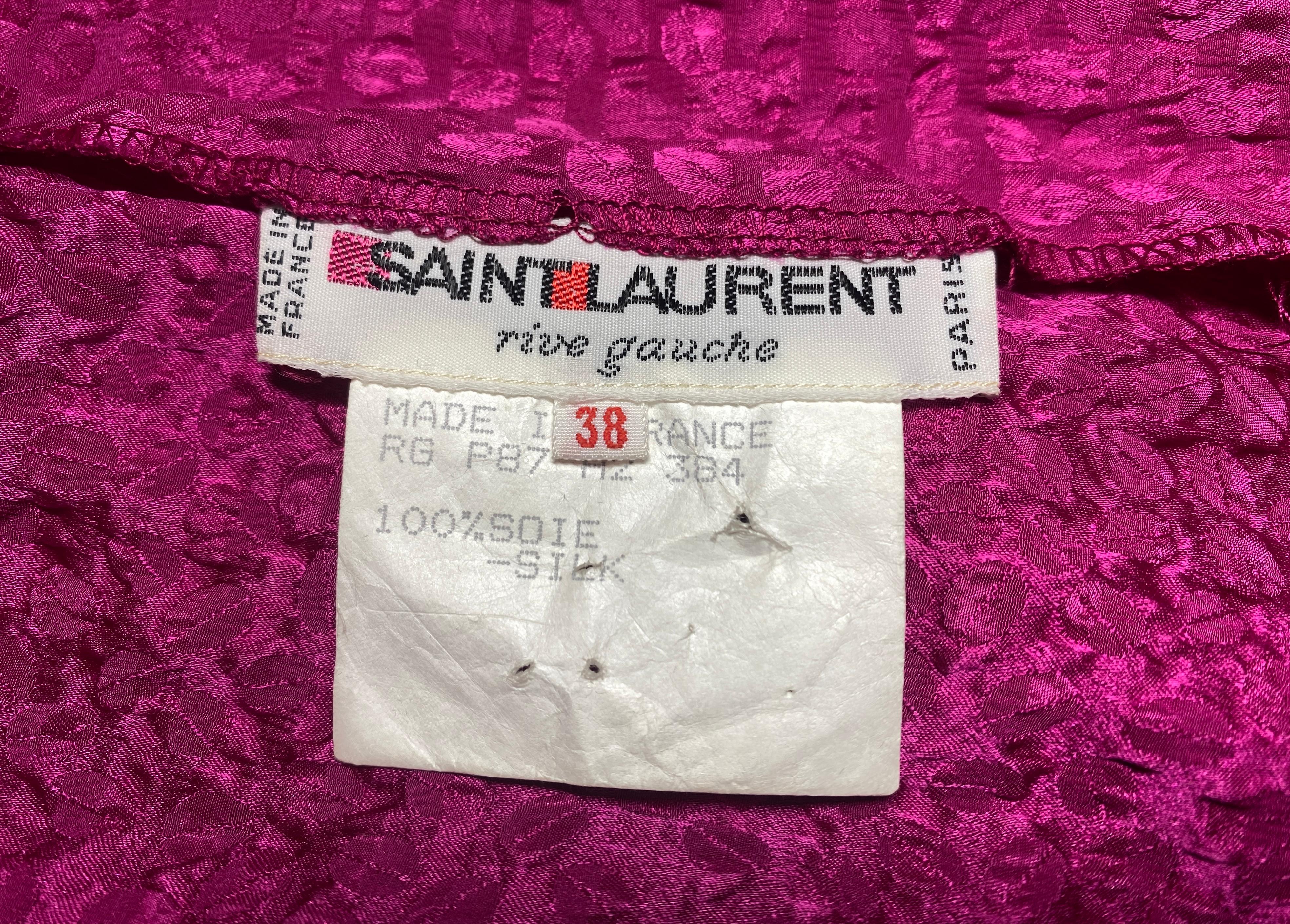 1987 Yves Saint Laurent Pink Silk Asymmetric Dress with Belt For Sale 8