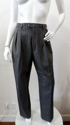 Yves Saint Laurent 1980s Pinstripe Wool Trousers