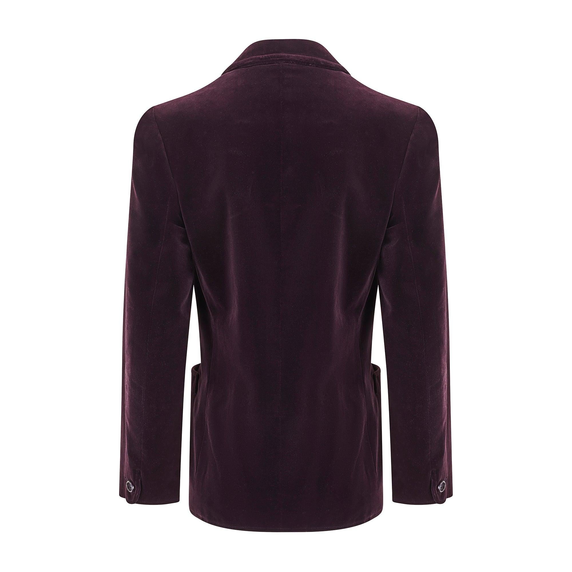 Black 1980s Yves Saint Laurent Plum Velvet Jacket For Sale