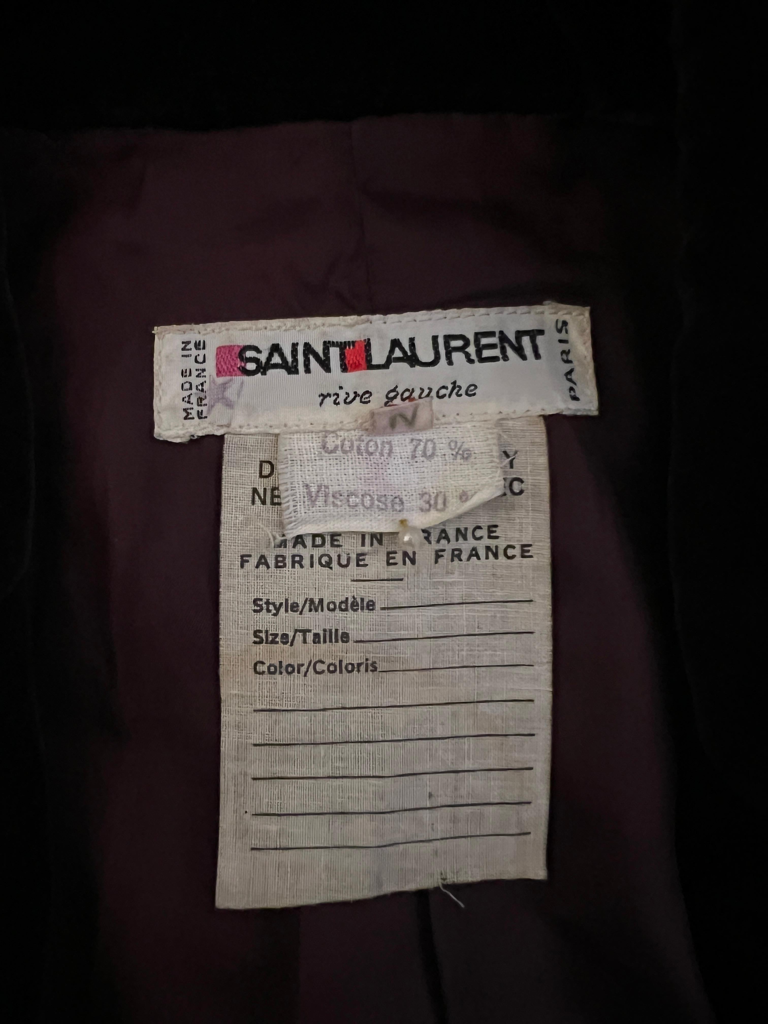Women's 1980s Yves Saint Laurent Plum Velvet Jacket For Sale