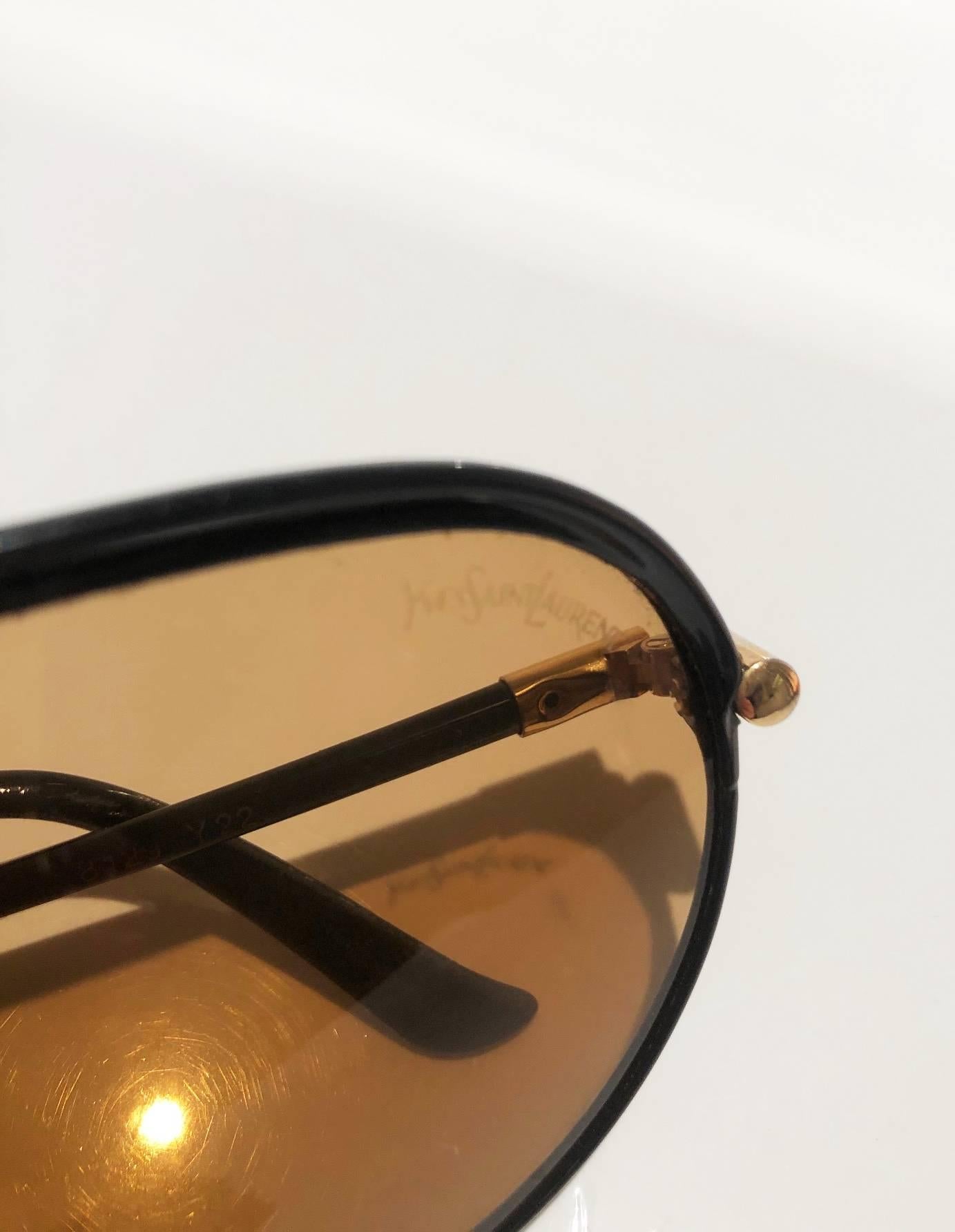Women's or Men's 1980s Yves Saint Laurent Red injected aviator sunglasses