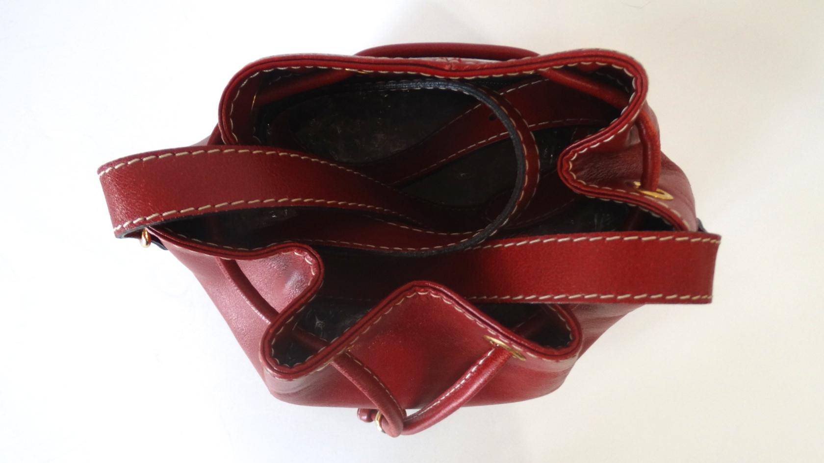 1980s Yves Saint Laurent Red Pebble Leather Bucket Bag 5