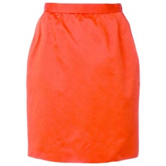 1980s Yves Saint Laurent Red Straight Skirt