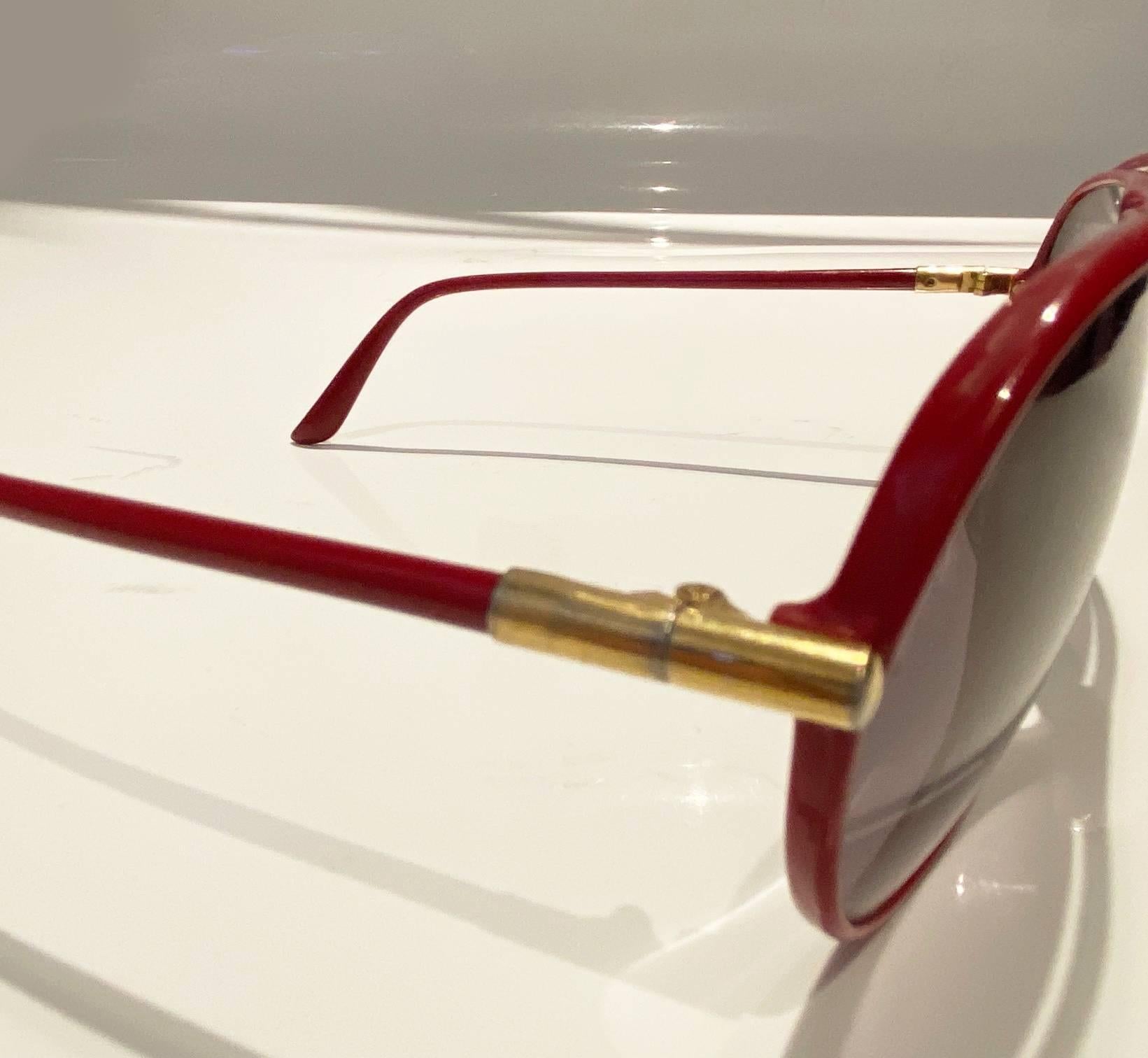 1980s Yves Saint Laurent Red Teardrop Sunglasses For Sale 1