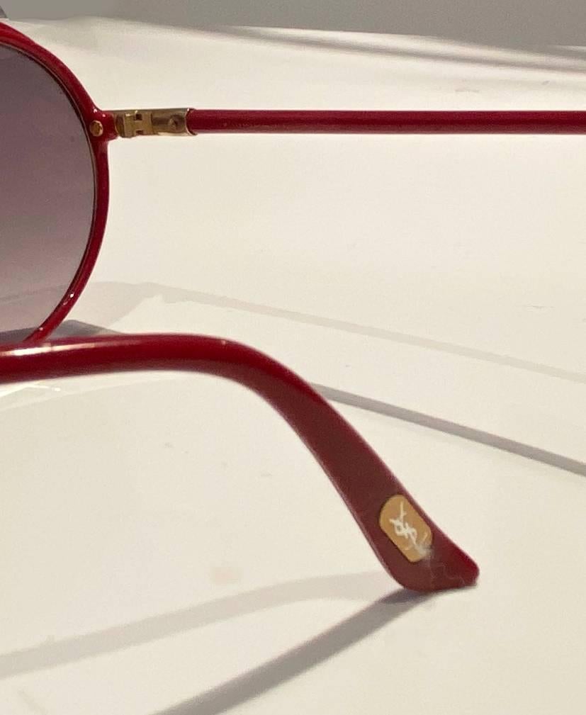 1980s Yves Saint Laurent Red Teardrop Sunglasses For Sale 2