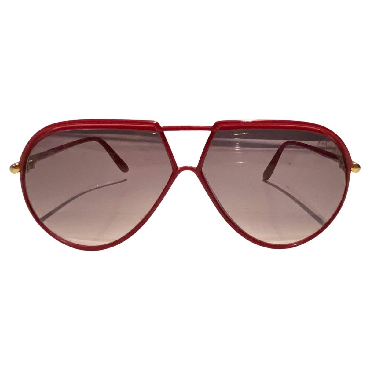1980s Yves Saint Laurent Red Teardrop Sunglasses For Sale