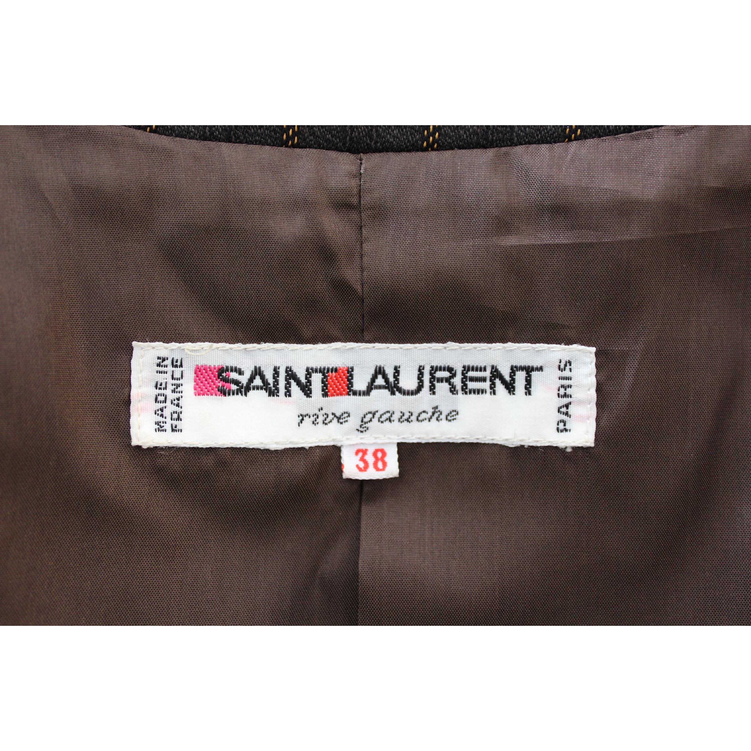 Yves Saint Laurent Brown Pinstripe Skirt Suit Dress 1980s Rive Gauce Collection 3