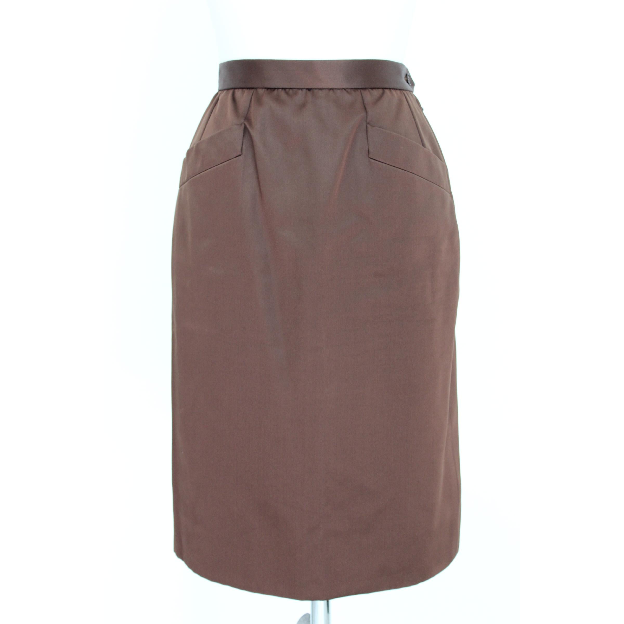 Women's 1980s Yves Saint Laurent Rive Gauce Brown Satin Velvet Skirt Suit Dress