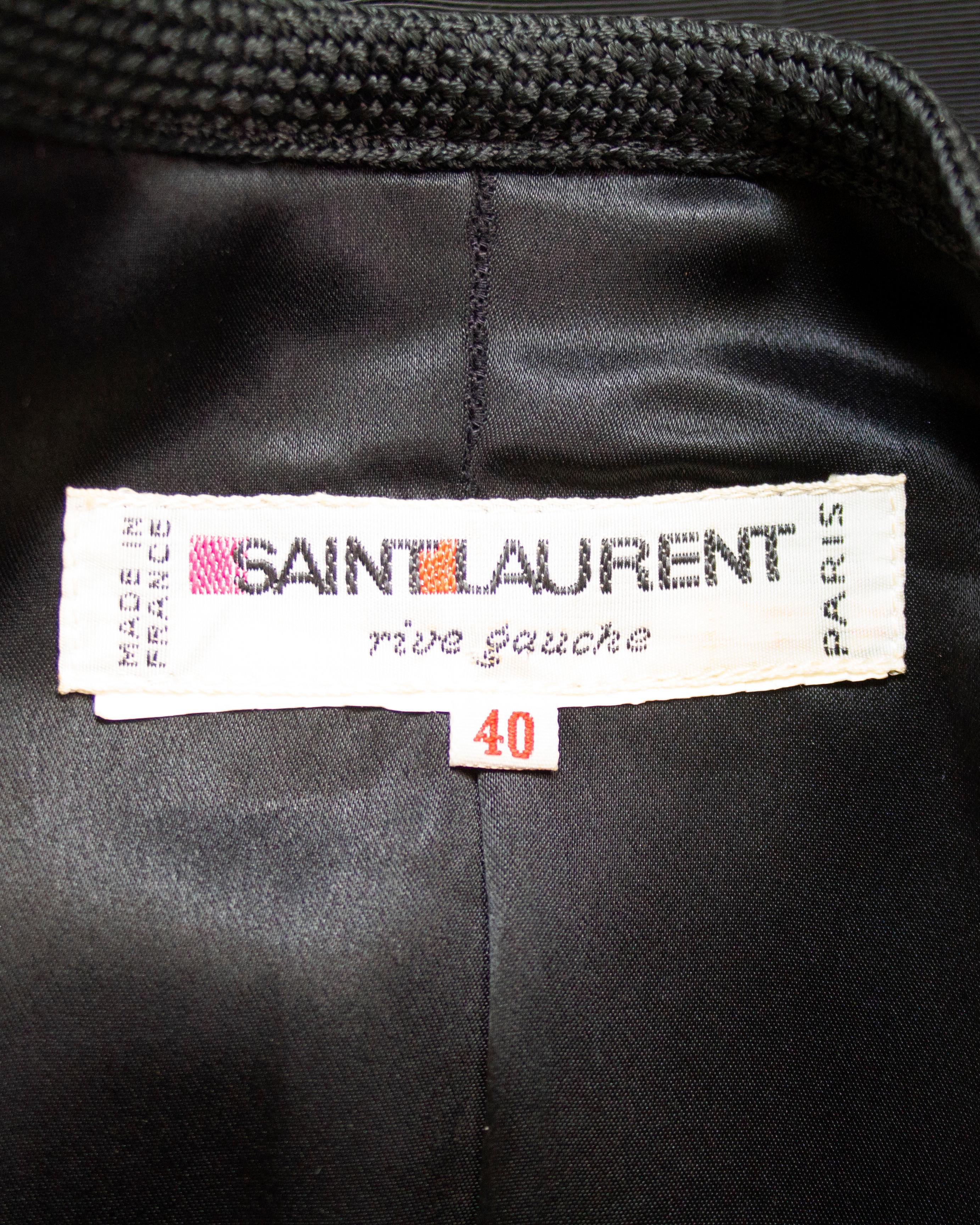1980s Yves Saint Laurent Rive Gauche Black Cordé Cropped Jacket For Sale 2