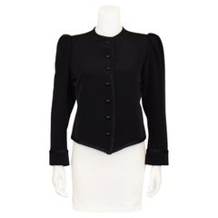 1980er Jahre Yves Saint Laurent Rive Gauche Schwarze Cordé-Cropped-Jacke