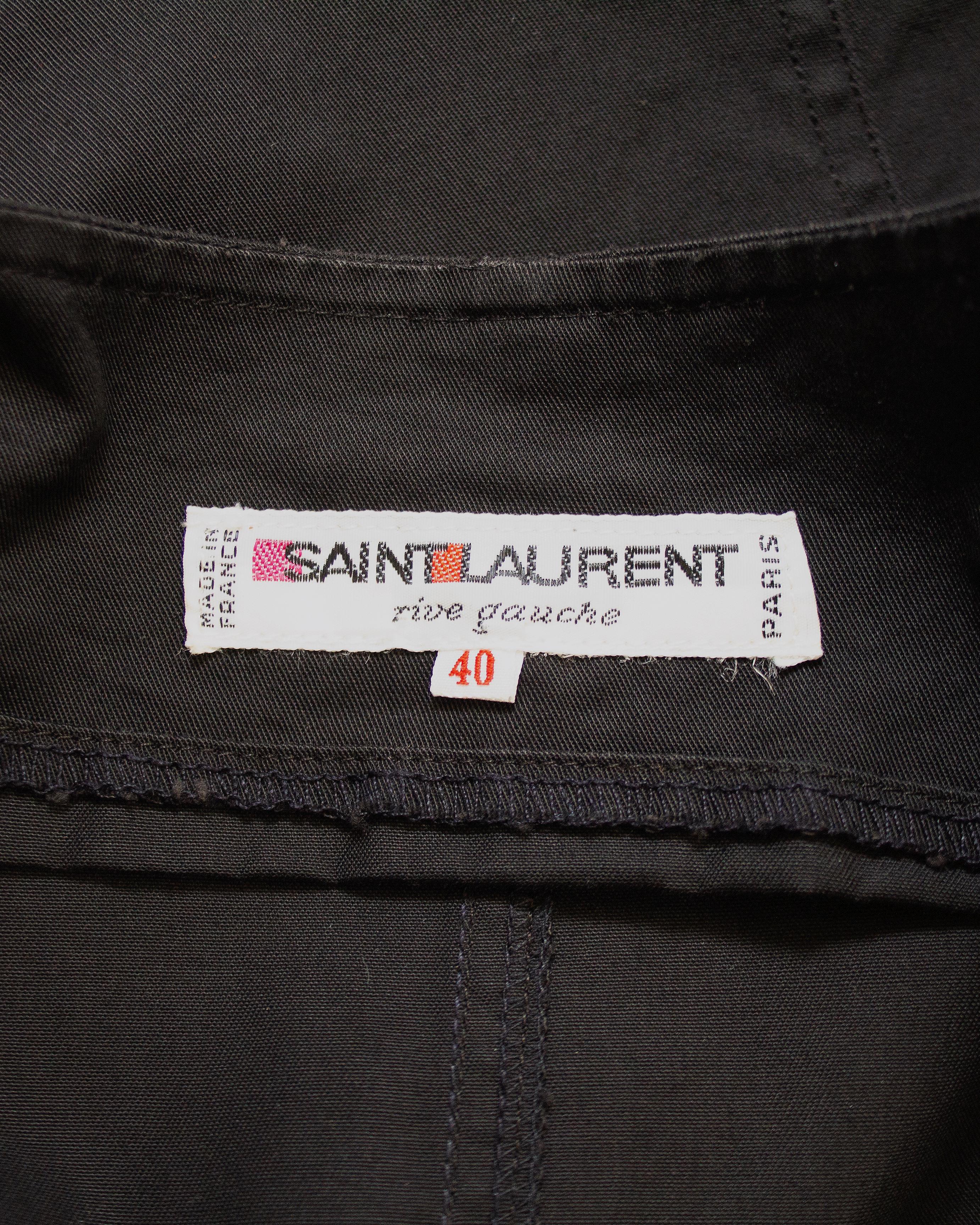 1980s Yves Saint Laurent Rive Gauche Black Cotton Peplum Jacket For Sale 2