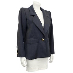 1980s Yves Saint Laurent Rive Gauche Dark Grey Blazer