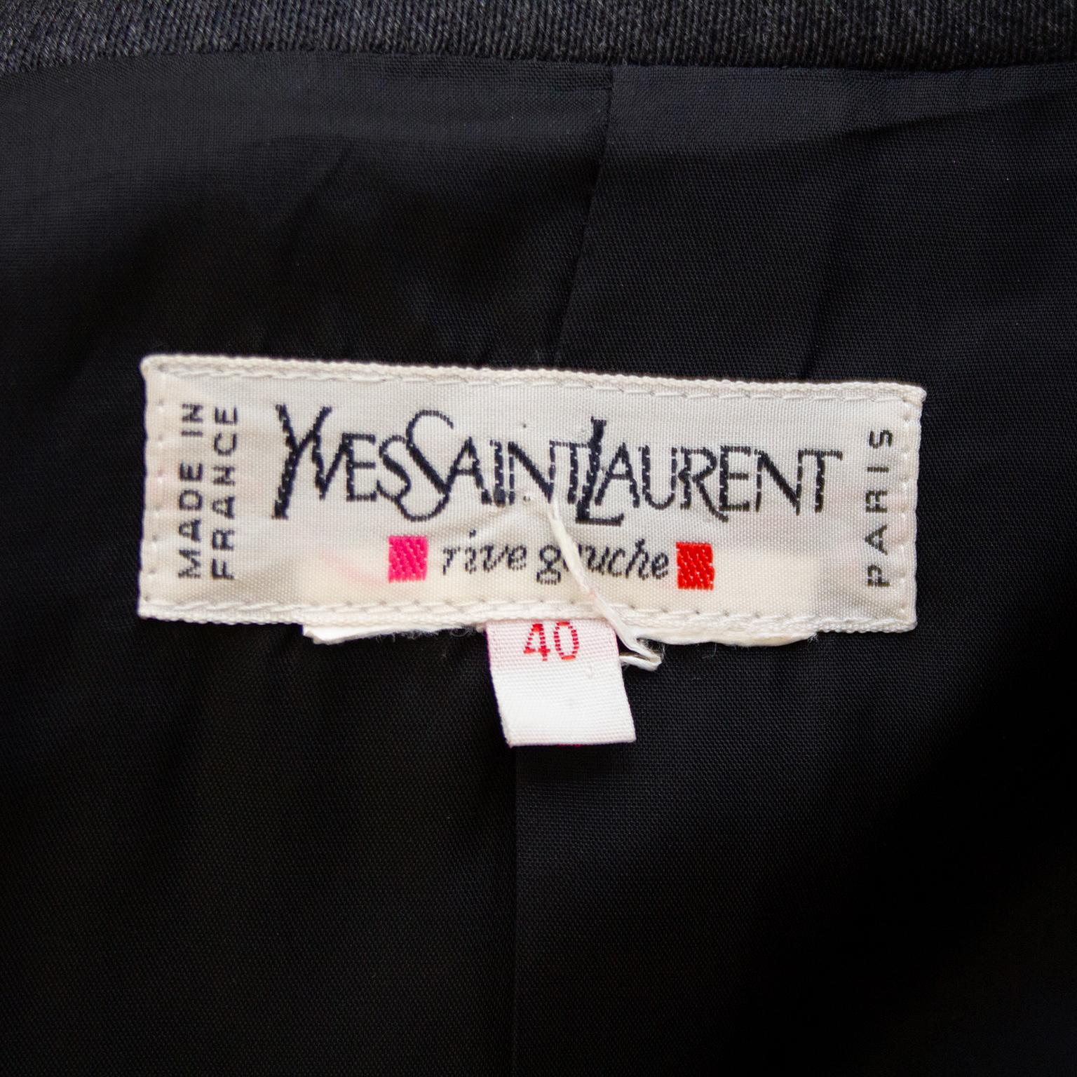Women's 1980s Yves Saint Laurent Rive Gauche Dark Grey Blazer For Sale