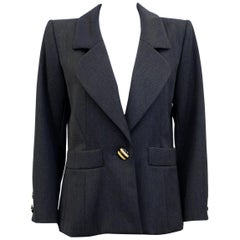 1980s Yves Saint Laurent Rive Gauche Dark Grey Blazer