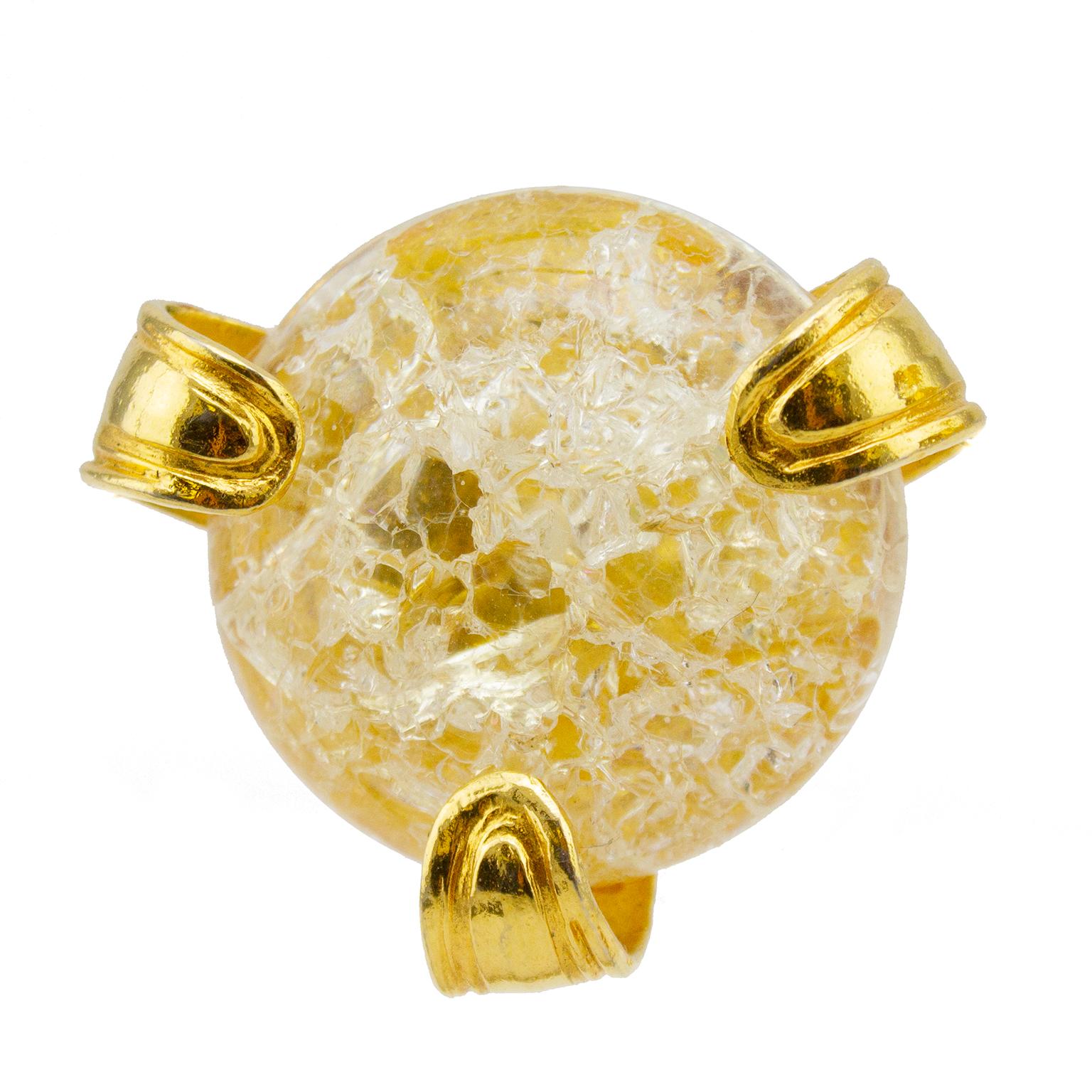 1980s Yves Saint Laurent Rive Gauche Glass and Gold Earrings In Good Condition For Sale In Toronto, Ontario