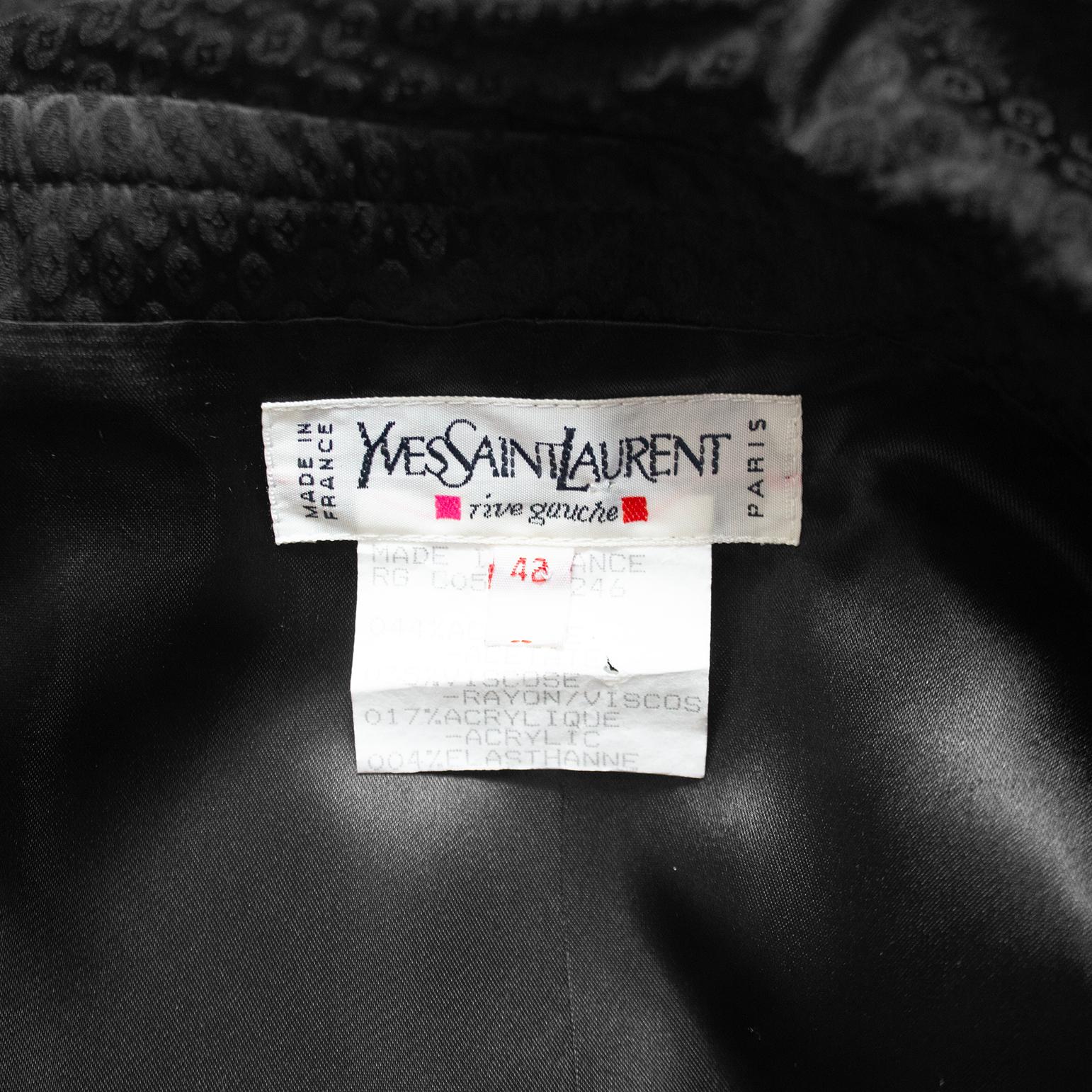 Chaqueta Yves Saint Laurent Rive Gauche de los años 80 con cuello fruncido en venta 2