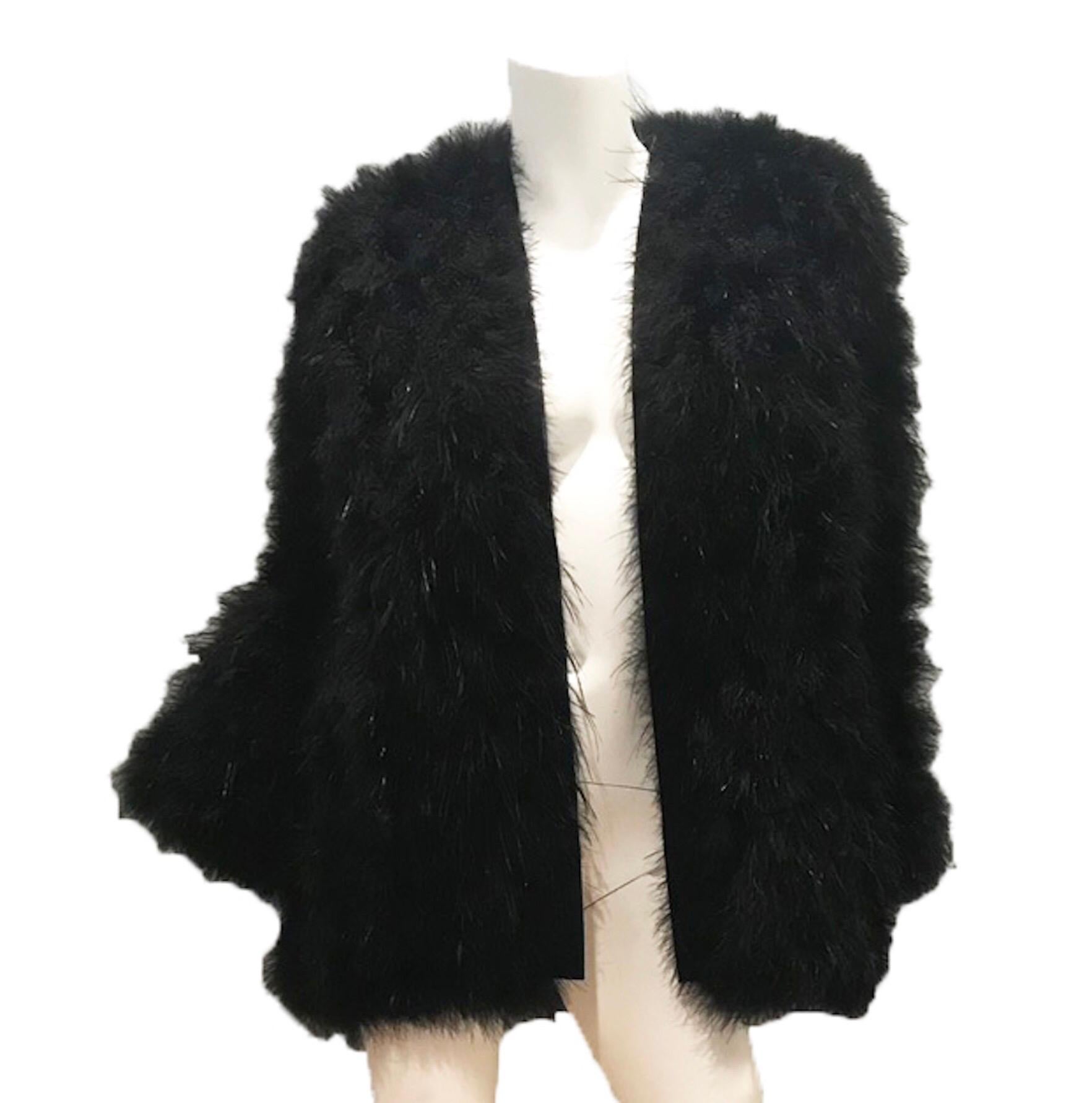 1980s Yves Saint Laurent Rive Gauche Marabou Feather Chubby with tags In Excellent Condition In Austin, TX