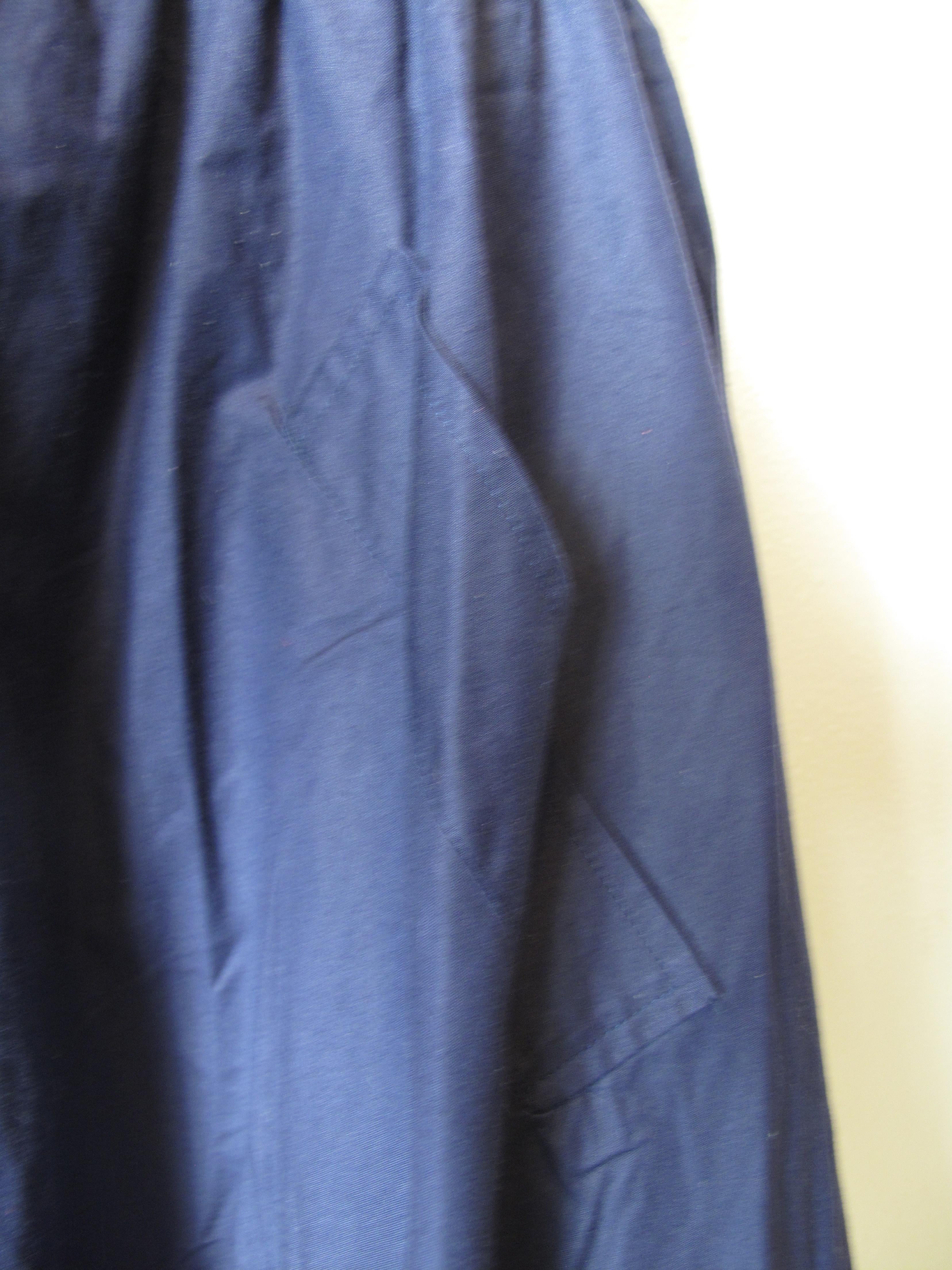 Purple 1980s Yves Saint Laurent Rive Gauche Navy Cotton Skirt