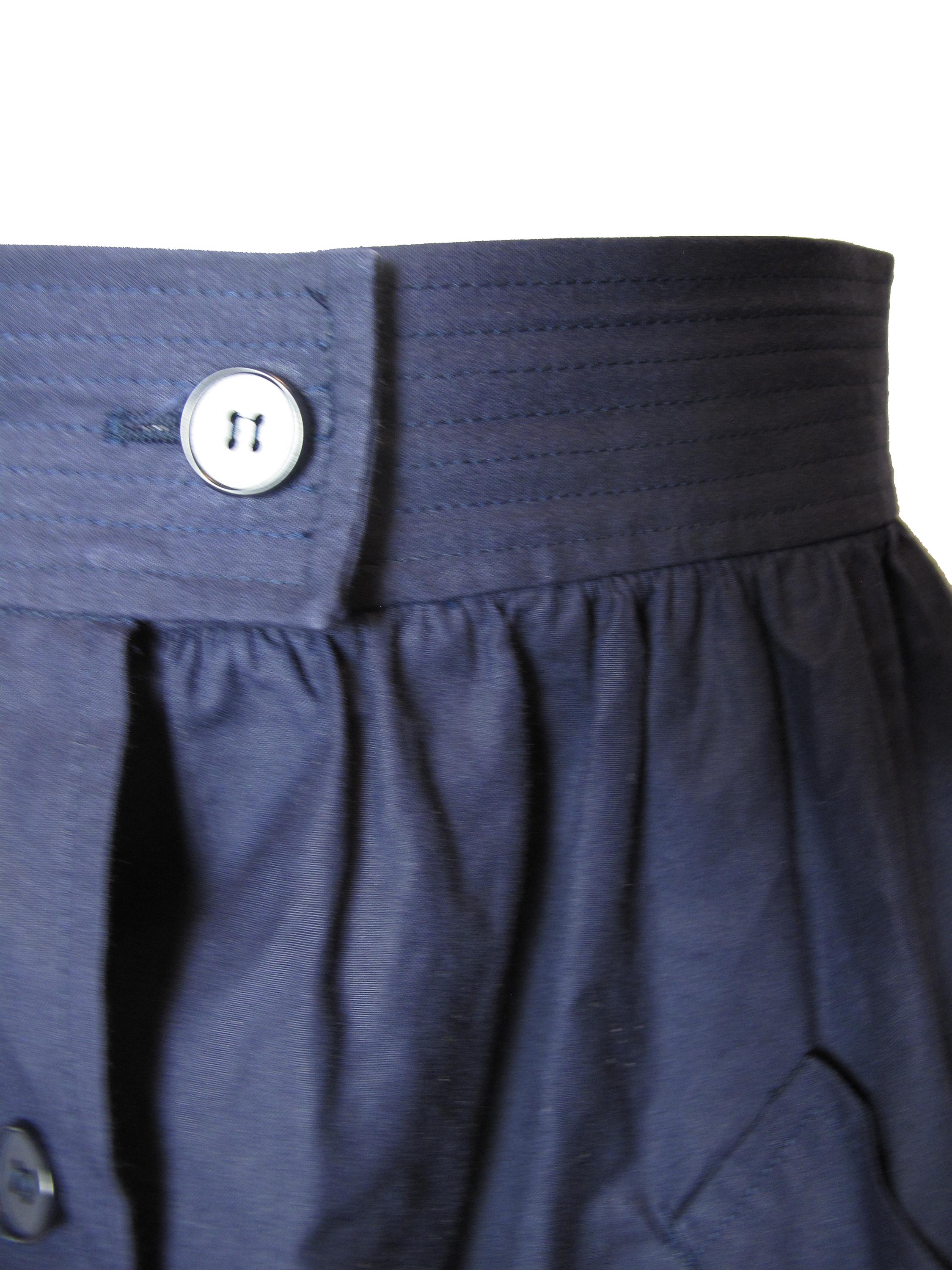 1980s Yves Saint Laurent Rive Gauche Navy Cotton Skirt In Excellent Condition In Austin, TX
