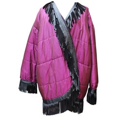 1980s Yves Saint Laurent Rive Gauche purple and black waterproof coat