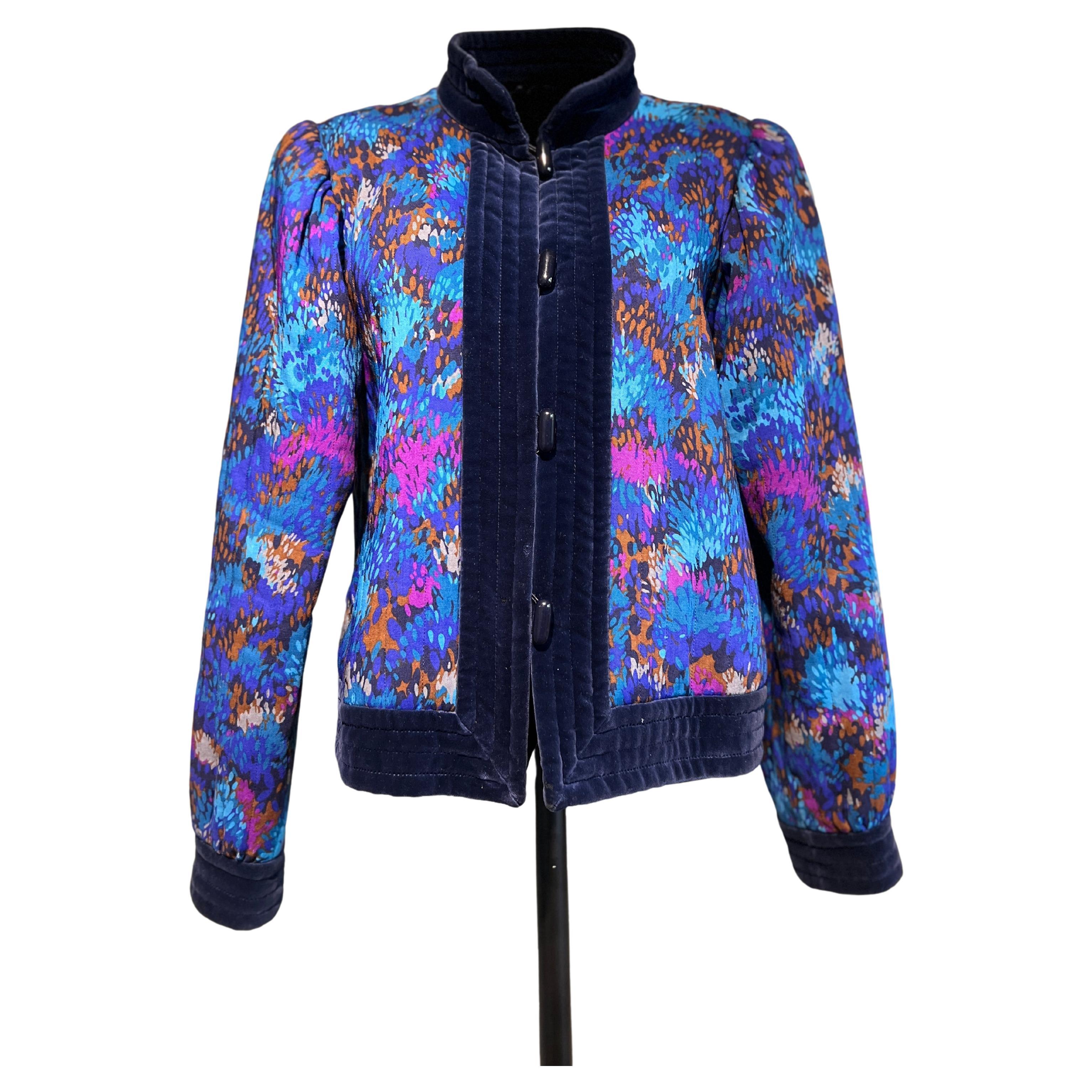 1980s Yves Saint Laurent Rive Gauche quilted impressionist print jacket