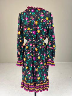 1980s Yves Saint Laurent Rive Gauche silk floral wrap dress
