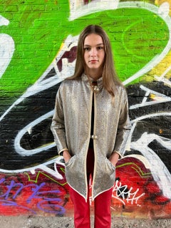 1980s Yves Saint Laurent Rive Gauche silver snakeskin embroidered jacket