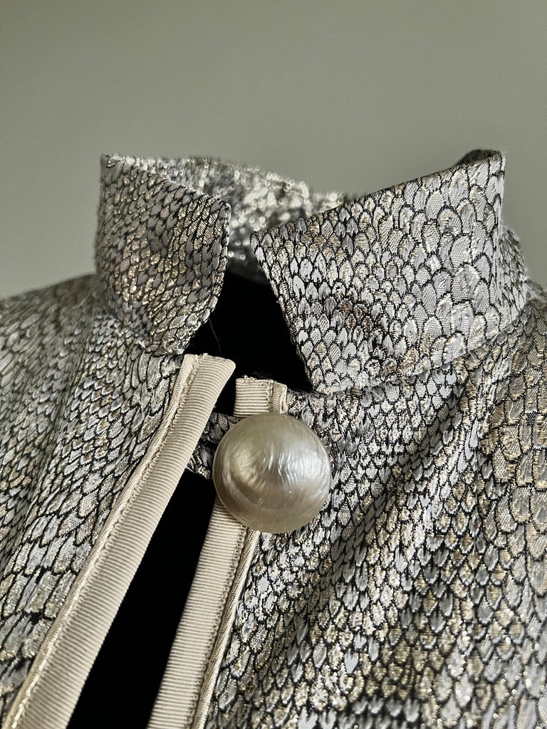 1980s Yves Saint Laurent Rive Gauche silver snakeskin embroidered