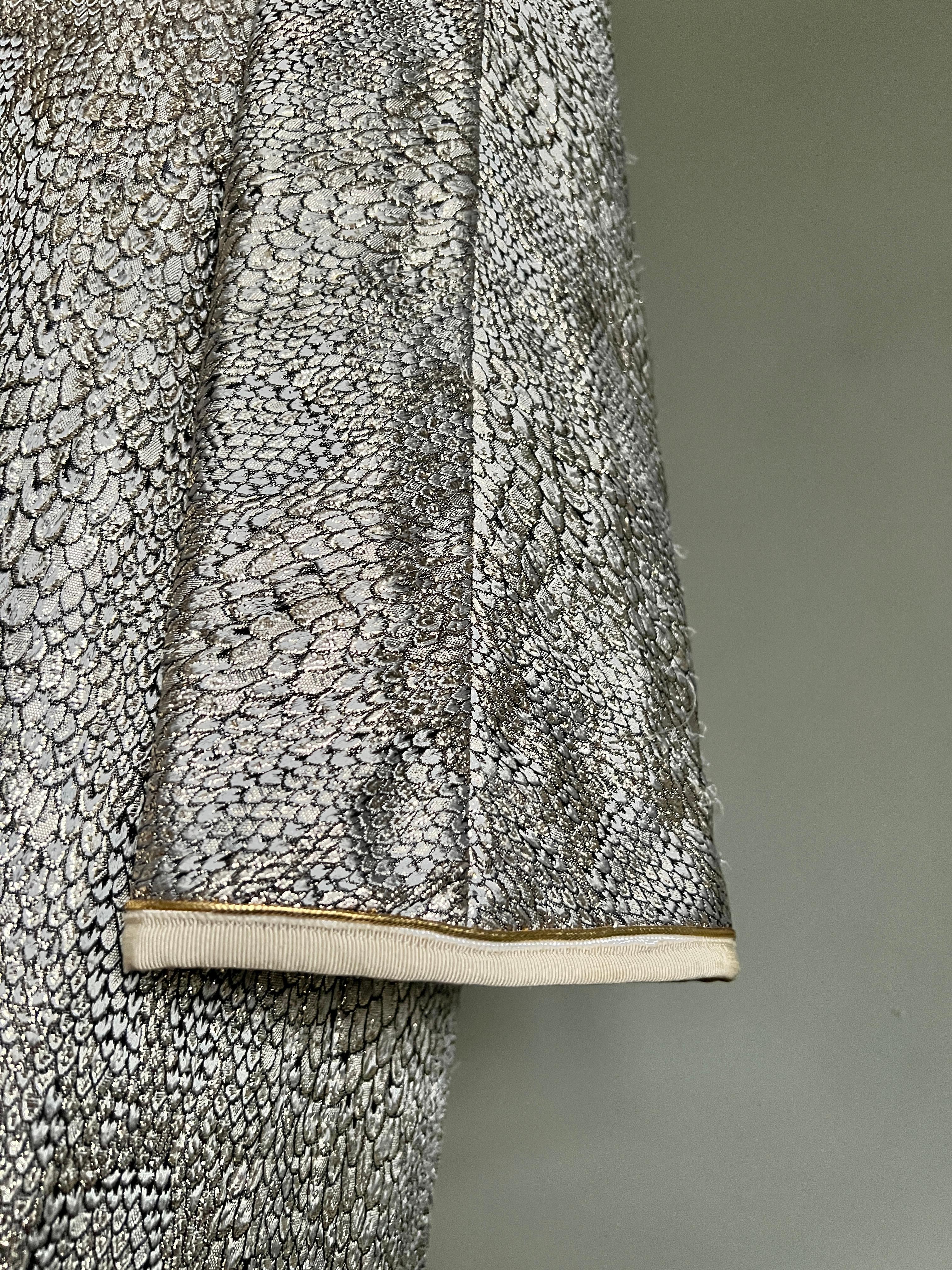1980s Yves Saint Laurent Rive Gauche silver snakeskin embroidered jacket  For Sale 1