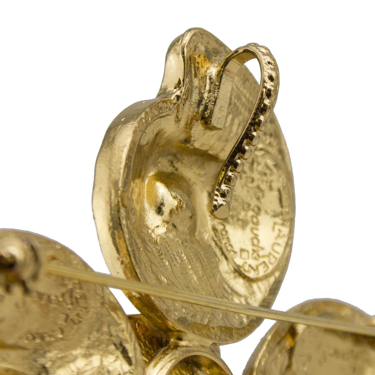 Women's or Men's 1980s Yves Saint Laurent Rive Gauche Topaz & Gold Tone Pin