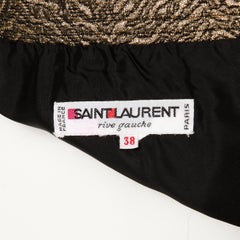 1980s Yves Saint Laurent Rive Gauche Vintage Gesteppter Metallic Gold Bleistiftrock
