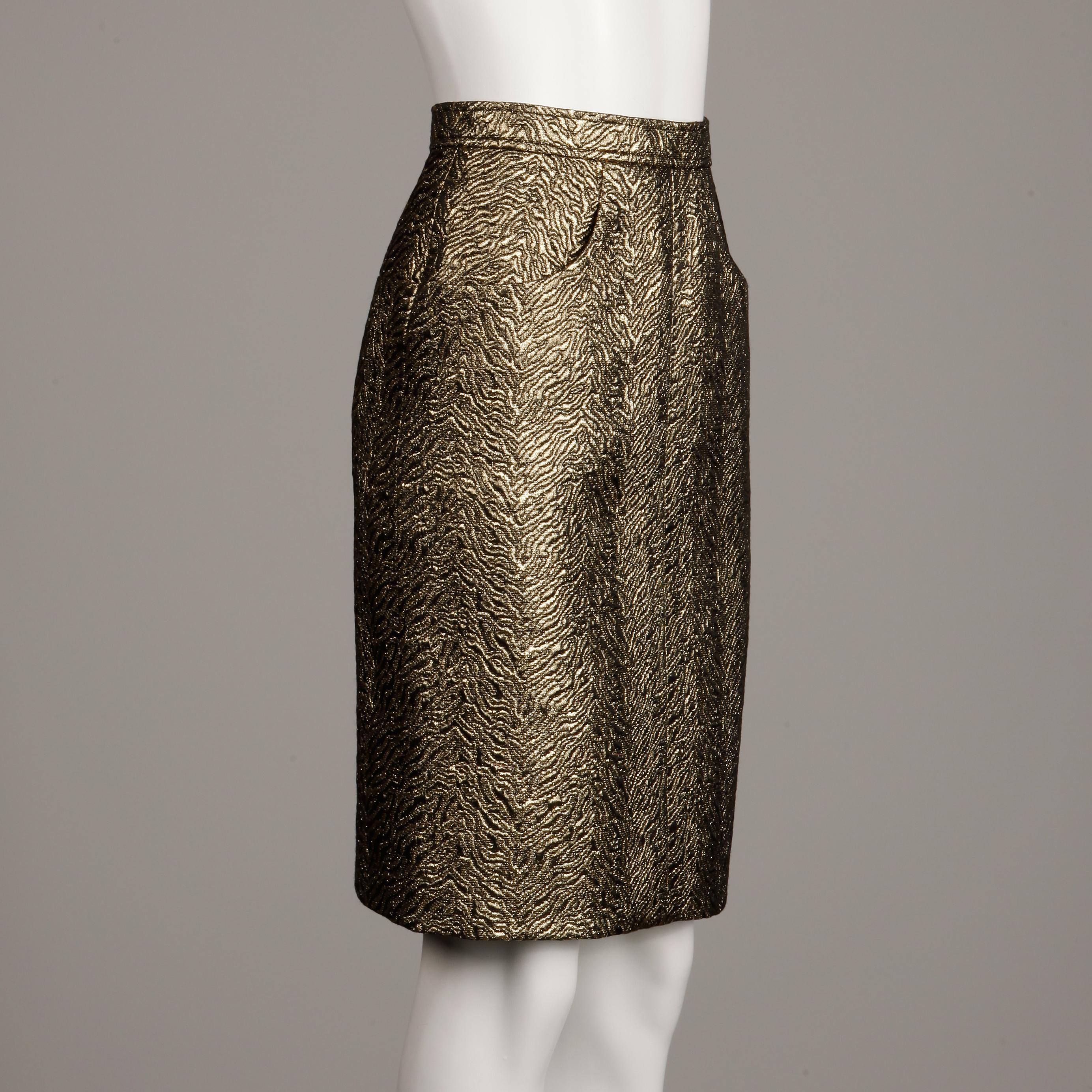 saint laurent gold skirt