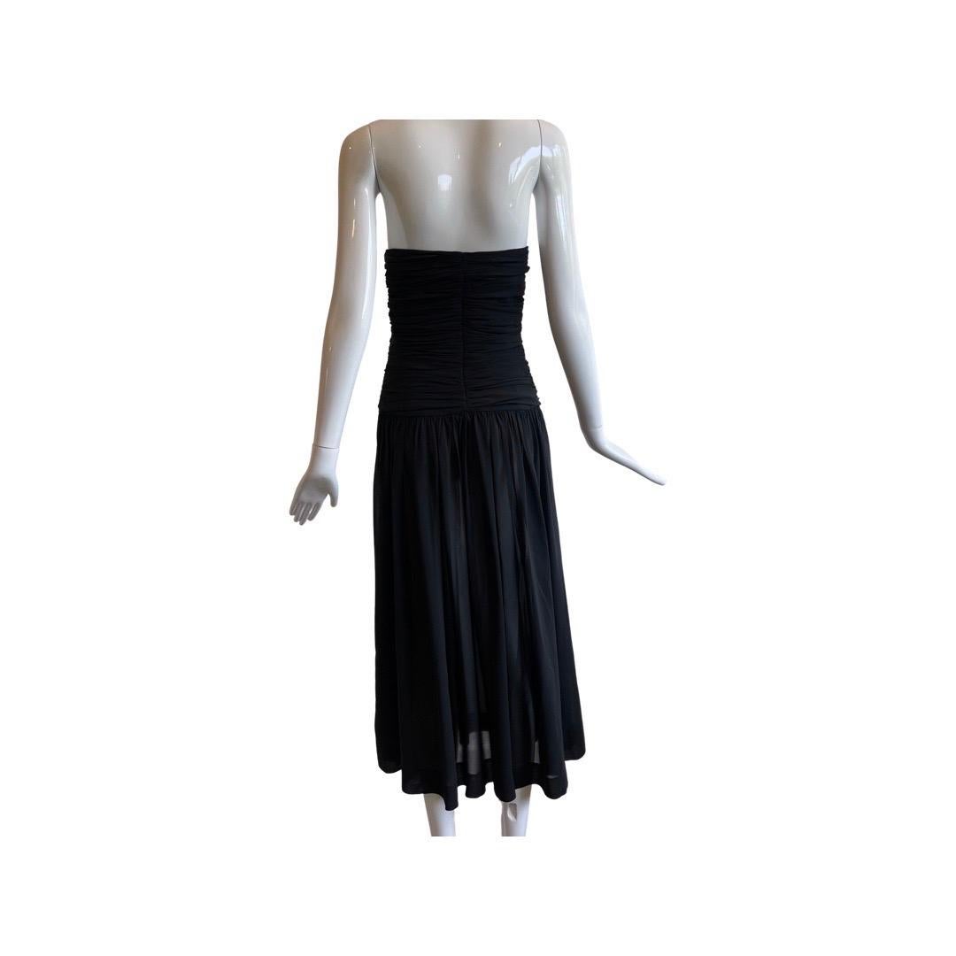 1980s Yves Saint Laurent Ruched Bodice Strapless Dress For Sale 1