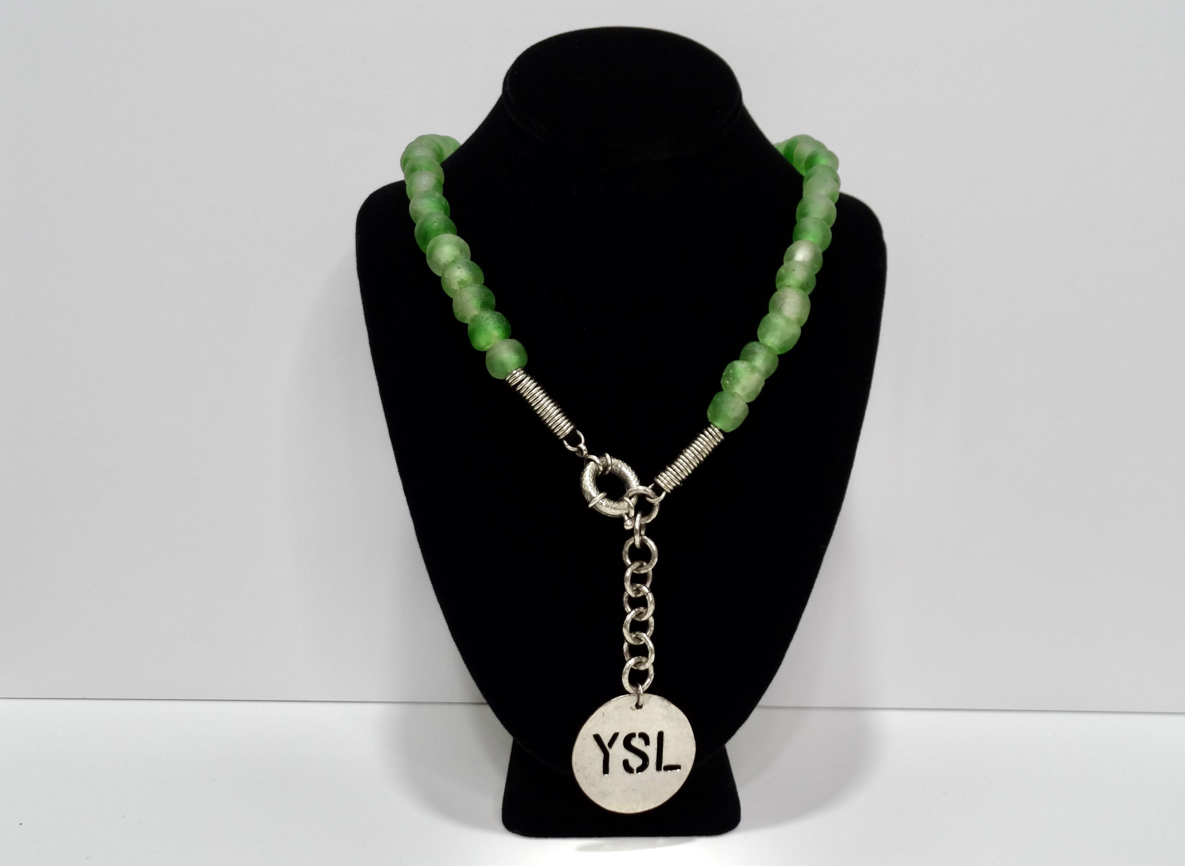 1980's Yves Saint Laurent Sea Glass Necklace In Good Condition For Sale In Scottsdale, AZ