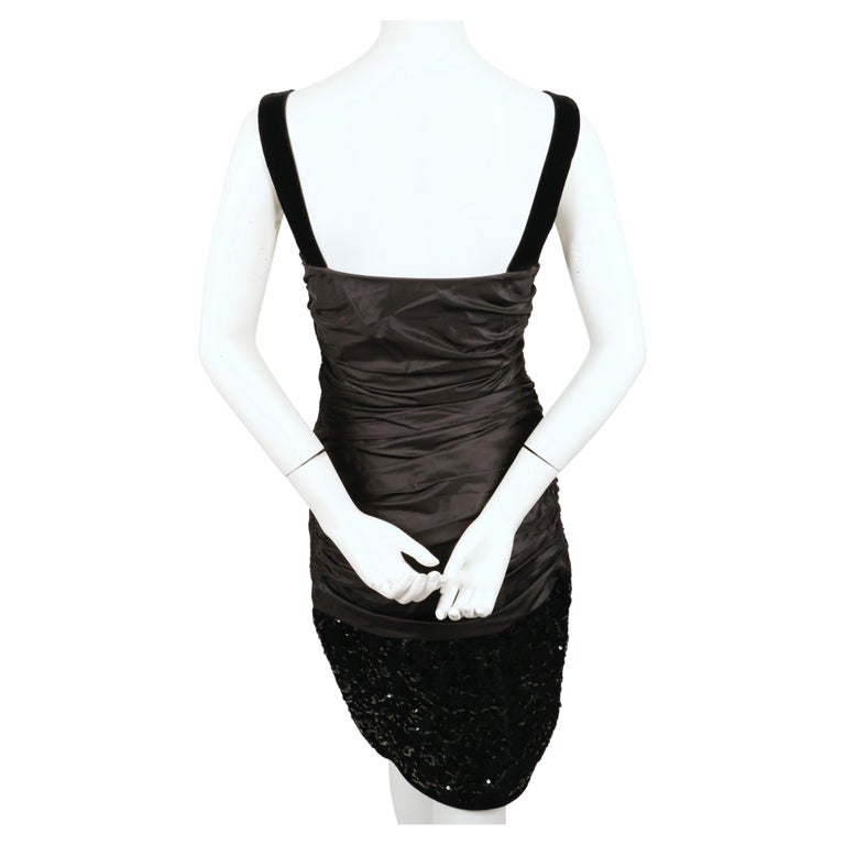 Women's or Men's 1980's YVES SAINT LAURENT sequined dress with ruched bodice For Sale