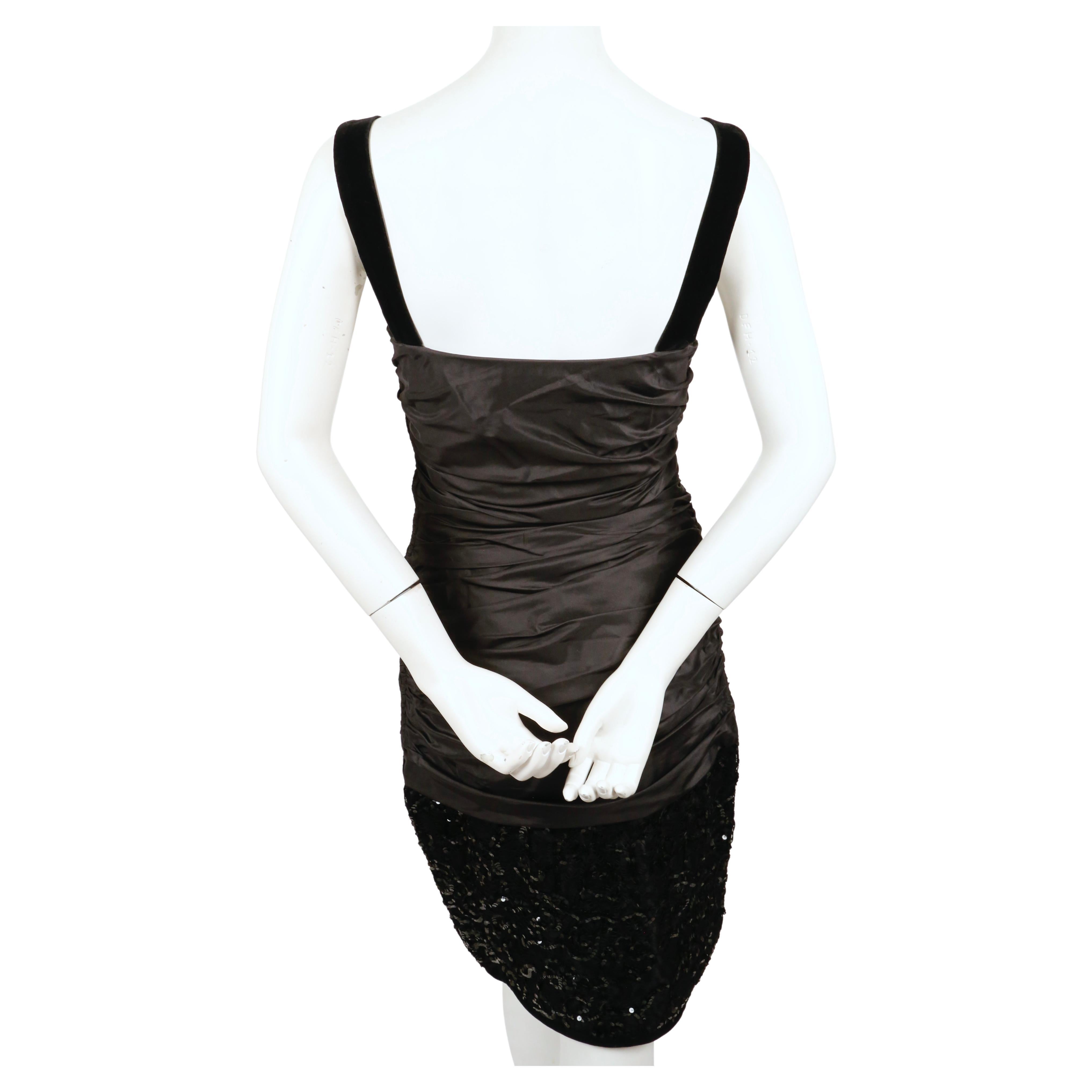 1980's YVES SAINT LAURENT sequined dress with ruched bodice For Sale 1