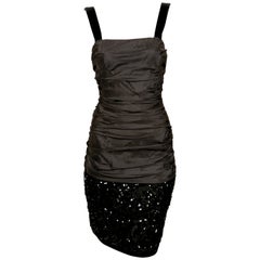 1980's YVES SAINT LAURENT sequined dress with ruched bodice