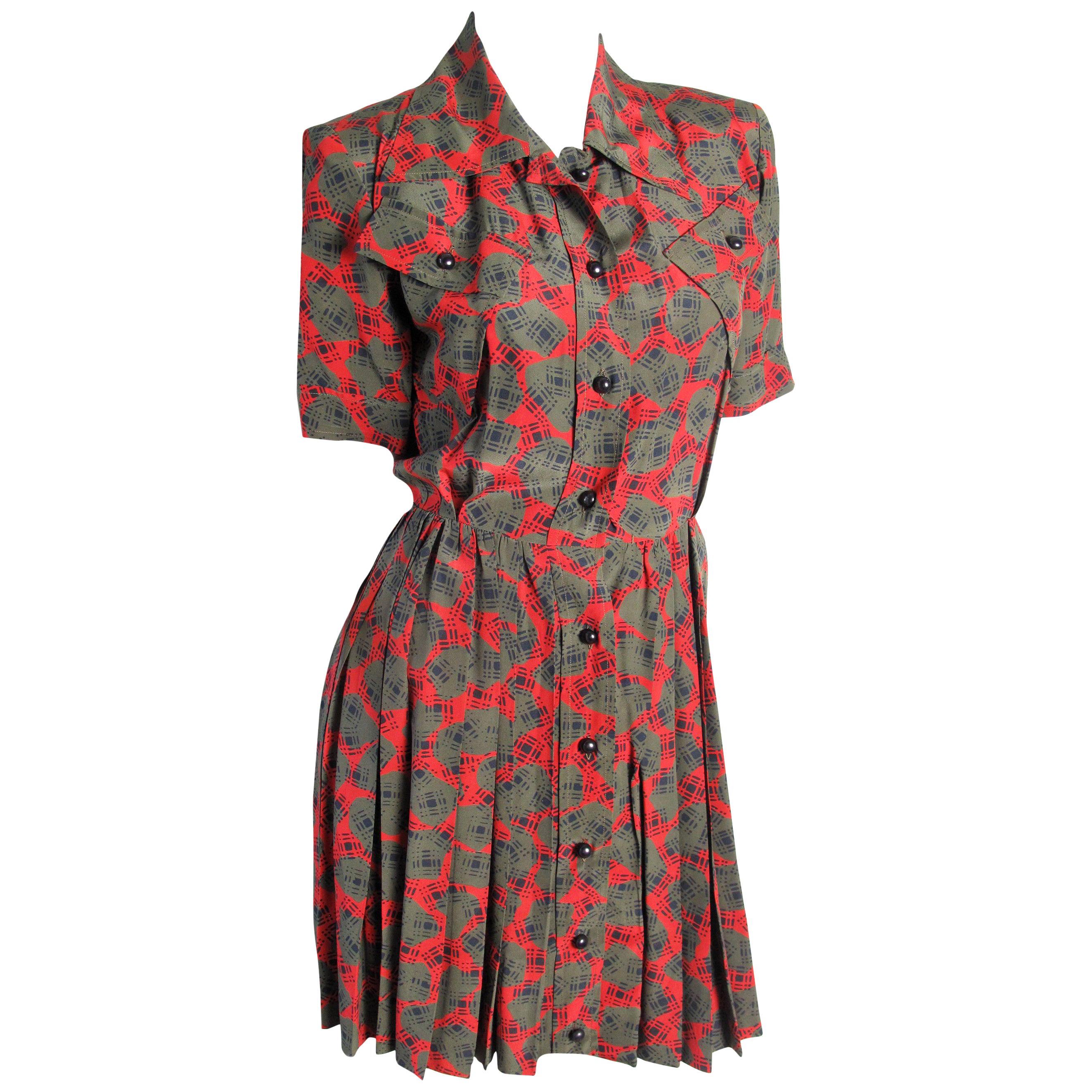 1980s Yves Saint Laurent silk "1940's" dress