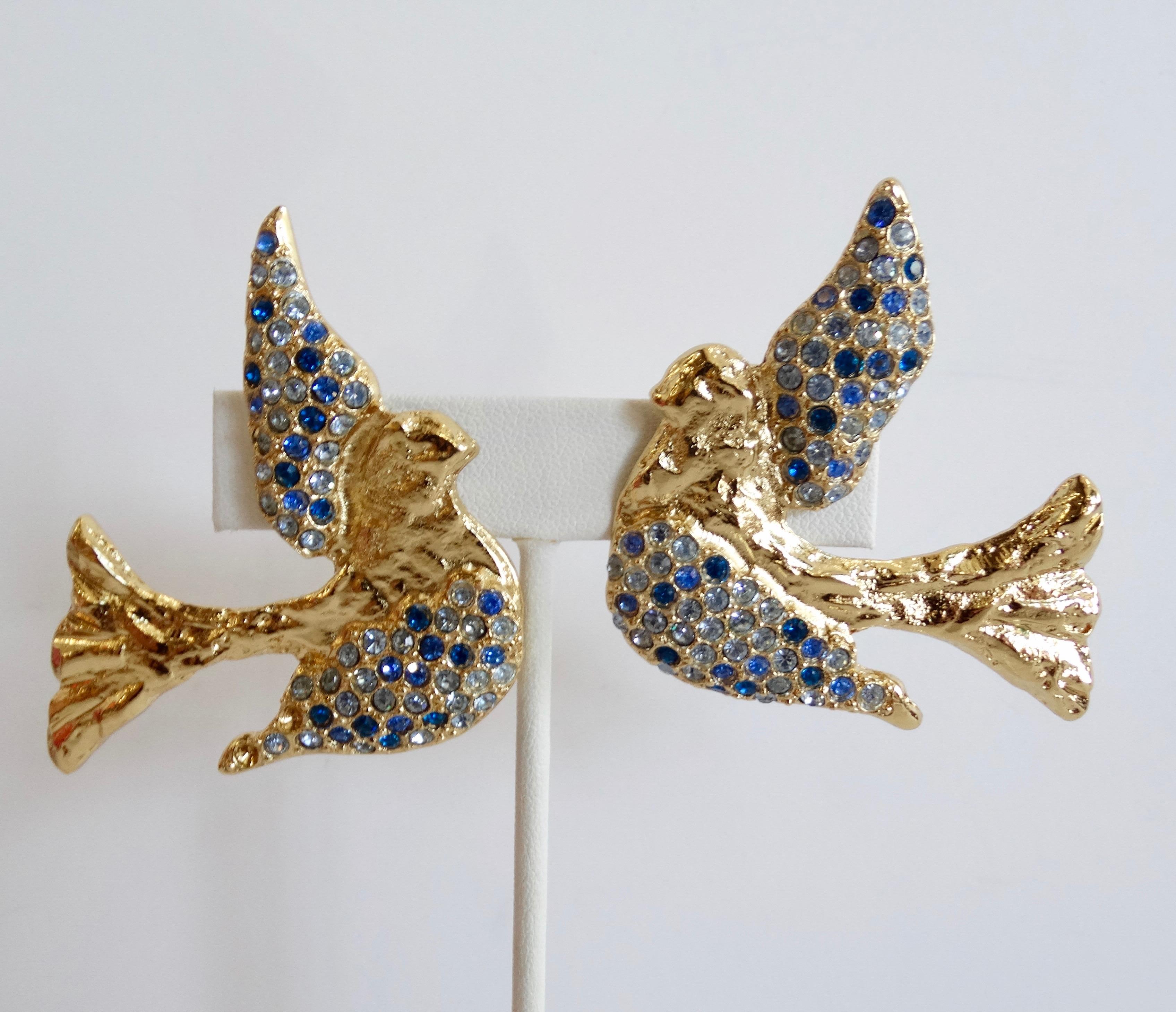 Yves Saint Laurent 1980s Sparrow Clip On Earrings In Excellent Condition In Scottsdale, AZ