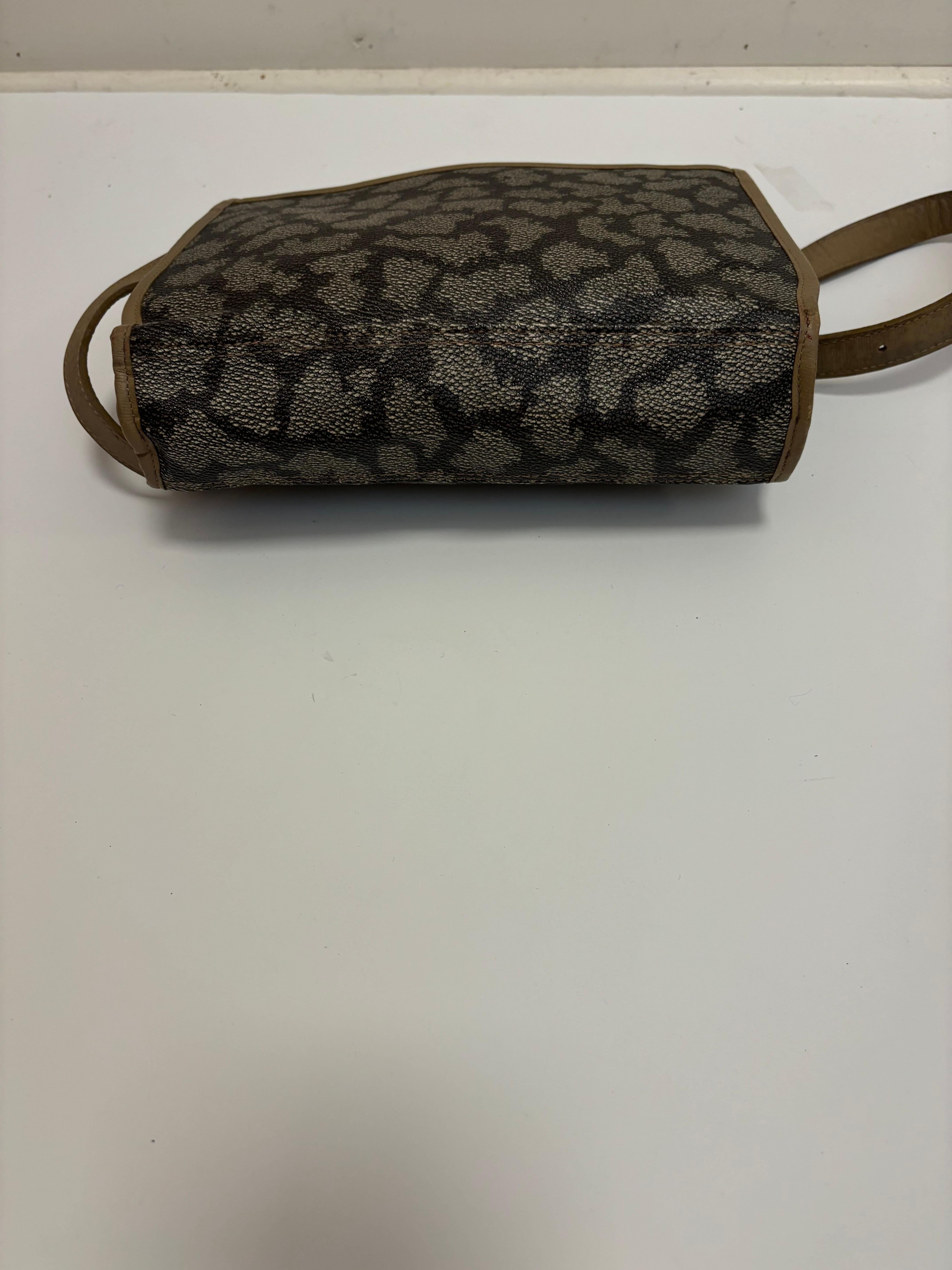 1980s Yves Saint Laurent Tan Spotted Pattern Crossbody Bag 8